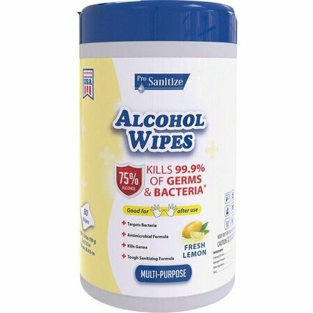 PAC SALES GROUP Wipes, f/Hands/Surfaces, Alcohol, Lemon, WE PGTPSW11Z801